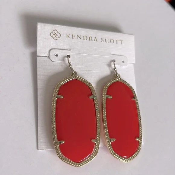 Lot of 2x [Kendra Scott] Danielle Faceted Drop Earrings Red/Gold & Black/Gold - Picture 9 of 15
